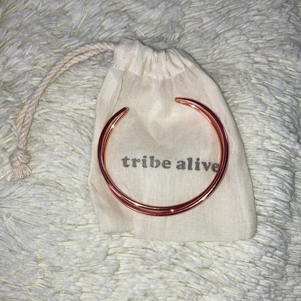 Tribe Alive Rose Gold Criss Cross Cuff with Bag